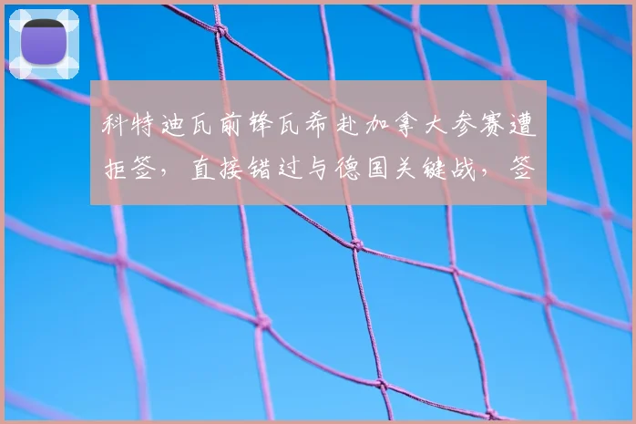 科特迪瓦前锋瓦希赴加拿大参赛遭拒签,直接错过与德国关键战,签证问题成球员国际赛事新障碍